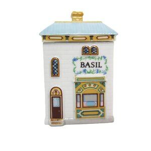 Original Lenox Spice Village Basil Spice Jar Cottage House Ceramic